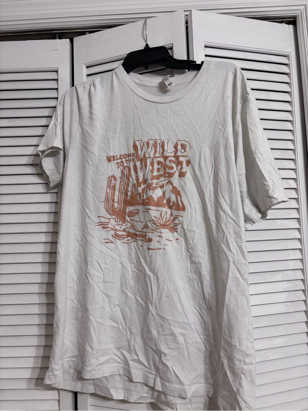 Pink Lily White Short Sleeve Tee with Tan Western Graphic